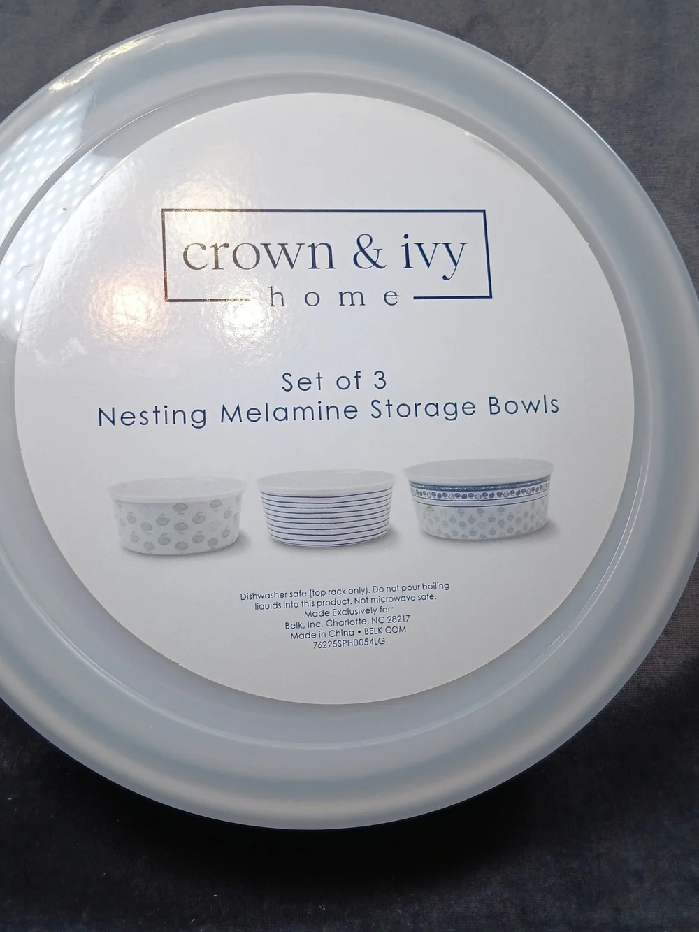 crown & ivy White Bowls with Blue Patterned Coastal Accents - Set of 3